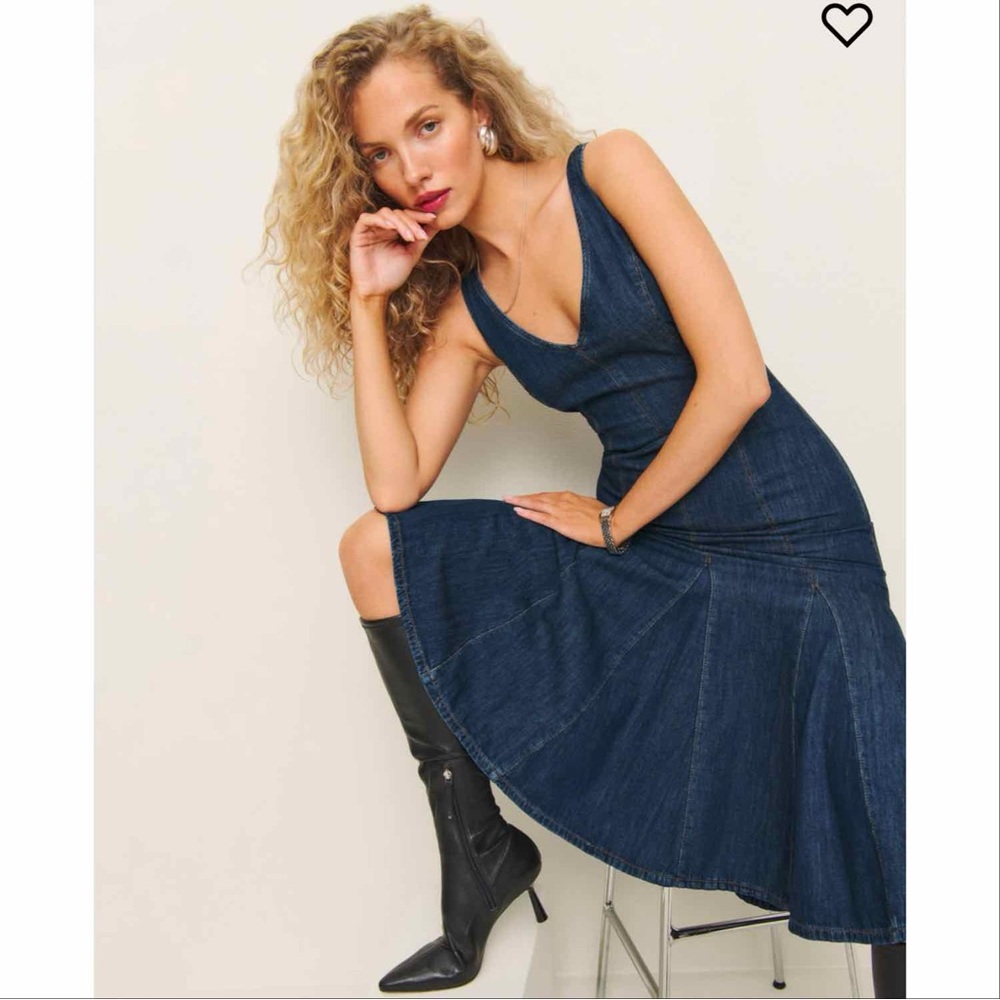 Reformation Serafina Denim Midi Dress